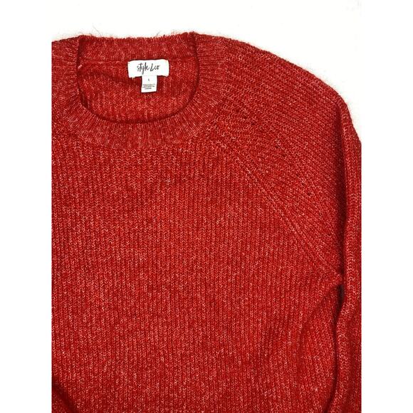 Style And Co Knit Long Sleeve Sweater Red Stretch Soft - Picture 3 of 6
